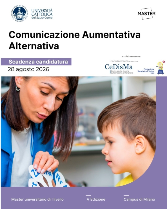 Master di I livello in Comunicazione Aumentativa Alternativa anno academico 2026/27 Master di I livello in Comunicazione Aumentativa Alternativa anno academico 2026/27